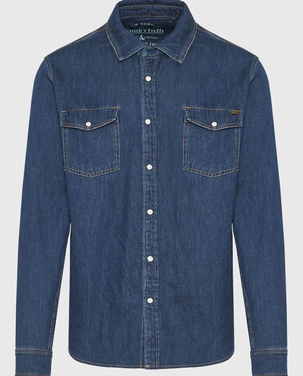 Ανδρικό denim πουκάμισο με τσέπες στο στήθος