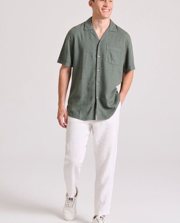 Linen blend casual chino παντελόνι