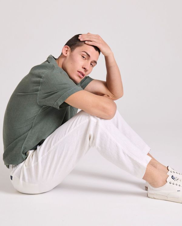 Linen blend casual chino παντελόνι