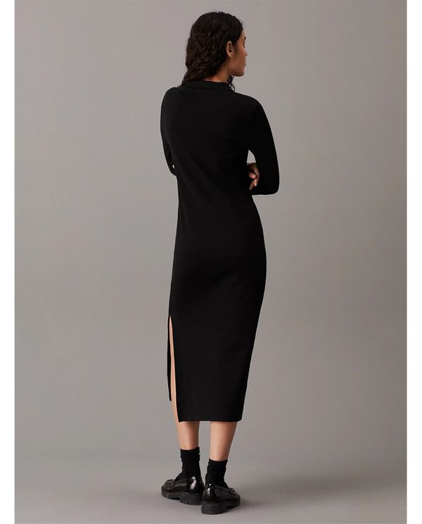 Calvin Klein Long Ribbed Cotton Polo Φόρεμα Midi Γυναικείο (J20J224456 BEH)