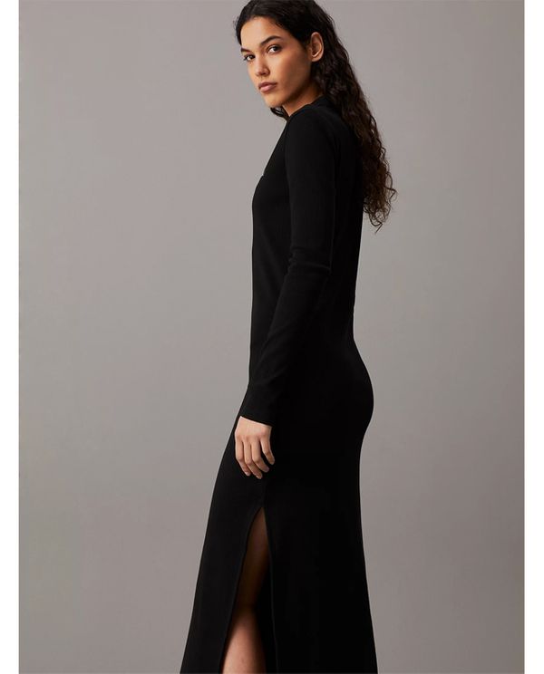 Calvin Klein Long Ribbed Cotton Polo Φόρεμα Midi Γυναικείο (J20J224456 BEH)