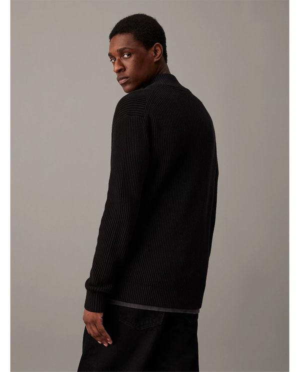 Calvin Klein Ribbed Cotton Zip Up Ζακέτα Πλεκτή Ανδρική (J30J326197 BEH)