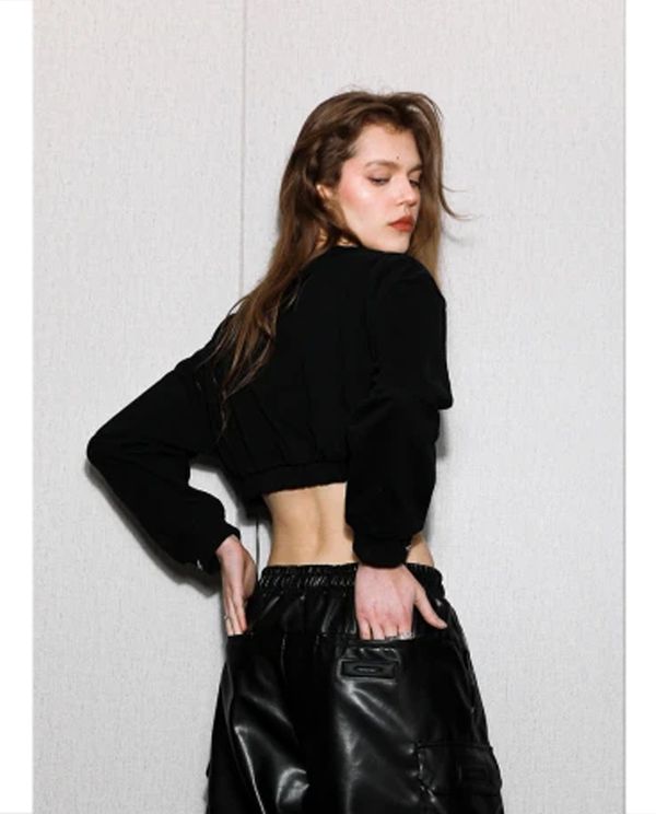 Mwm Crop Top Μακρυμάνικο Γυναικείο (MW071032001 BLACK)